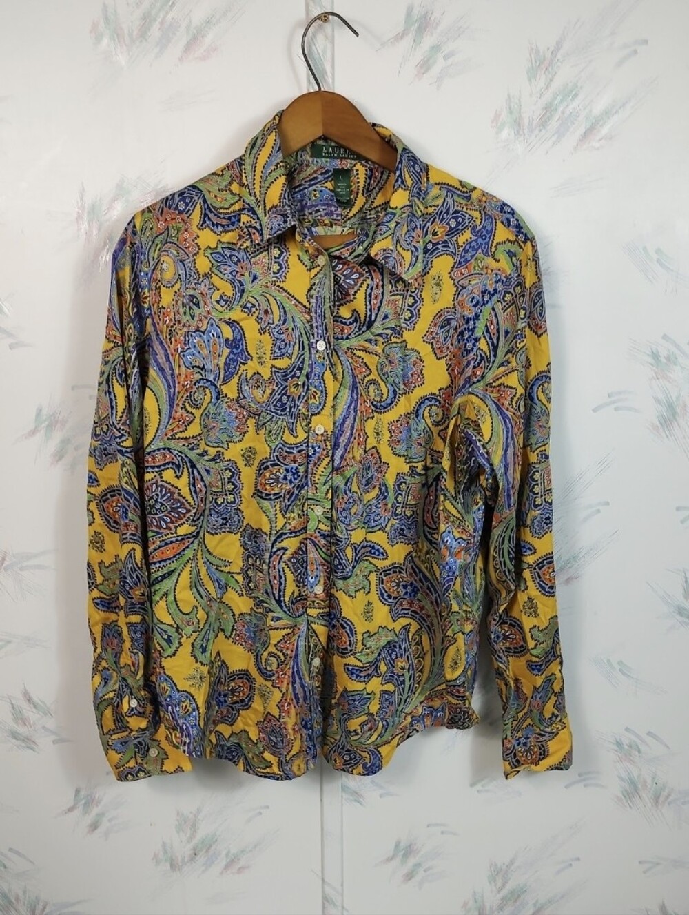 Lauren Ralph Lauren Paisley Button Down Shirt Long Sleeve Large